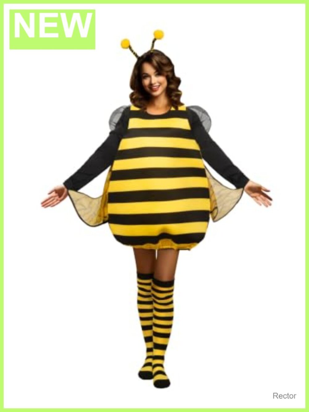 Bumble Bee Costume Set with Headband Wings Antennae Zipper Halloween Cosplay